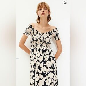 NWT H&M Smocked Off-the-Shoulder Dress - L